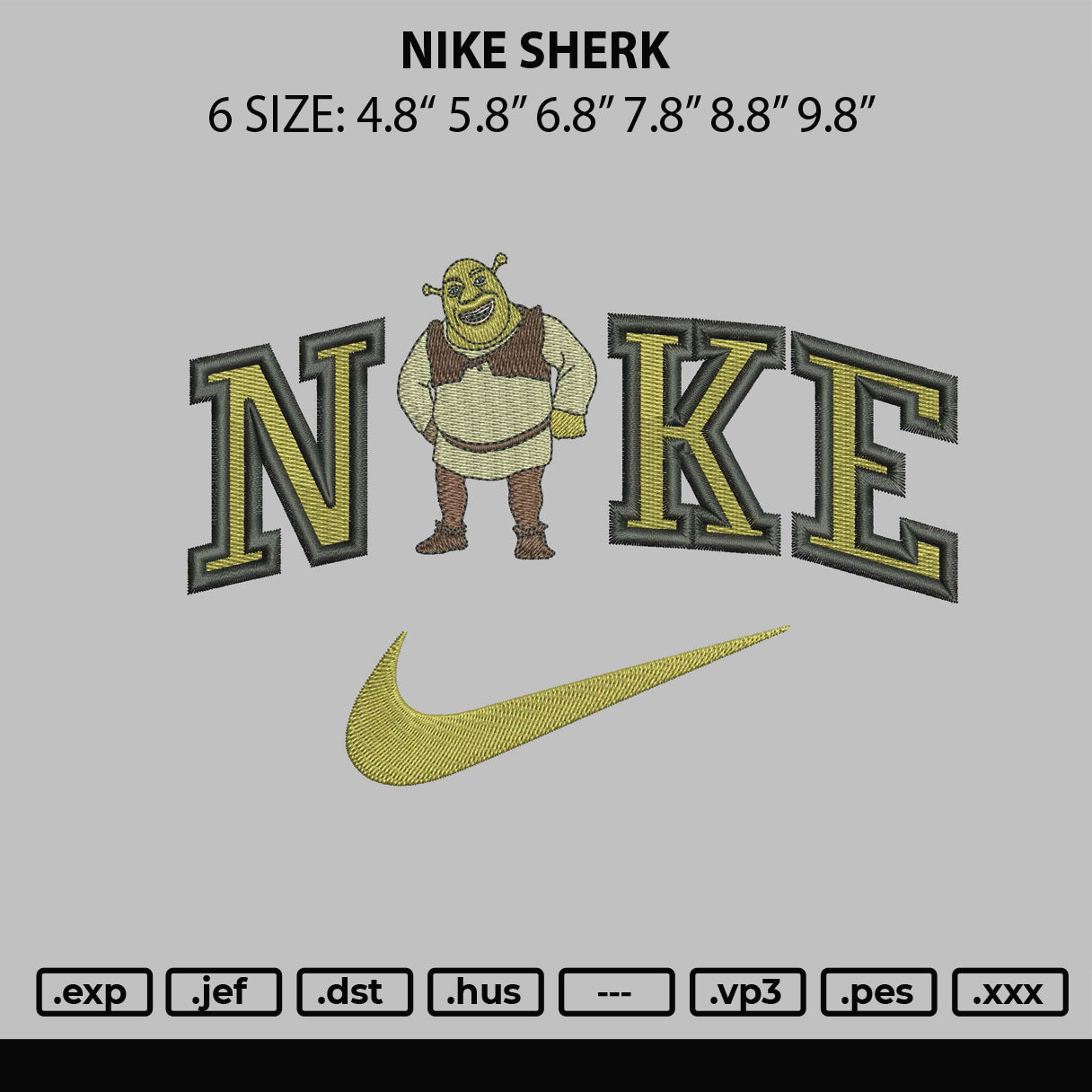 Nike Sherk Embroidery File 6 sizes