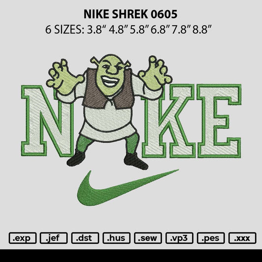 Nike Shrek 0605 Embroidery File 6 sizes