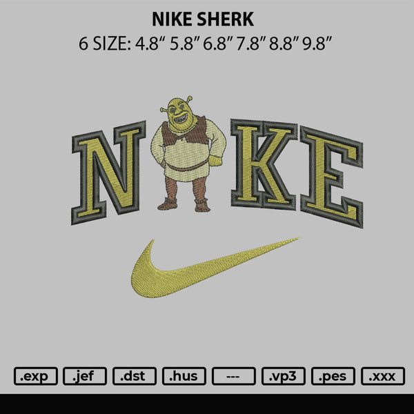 Nike Sherk Embroidery File 6 sizes