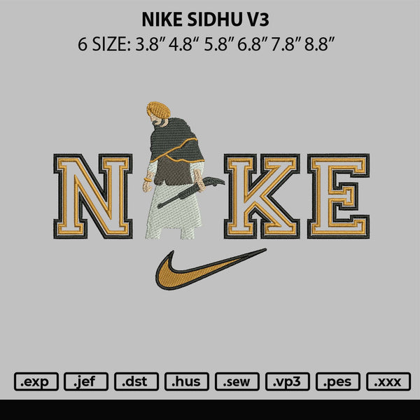 Nike Moosewala Embroidery File 5 sizes