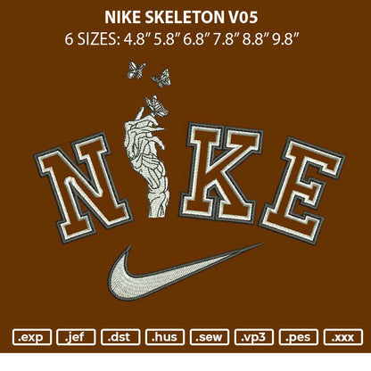 Nike Skeleton V05 Embroidery File 6 sizes