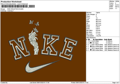 Nike Skeleton V05 Embroidery File 6 sizes