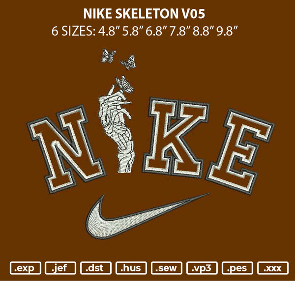 Nike Skeleton V05 Embroidery File 6 sizes