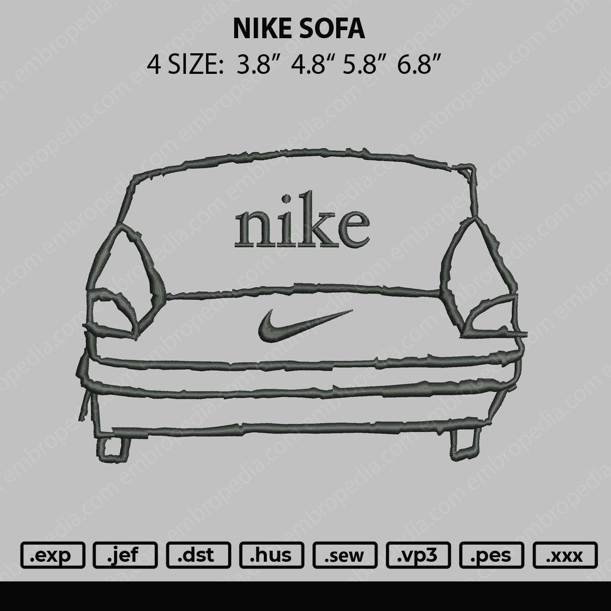 Nike Sofa Embroidery File 4 size
