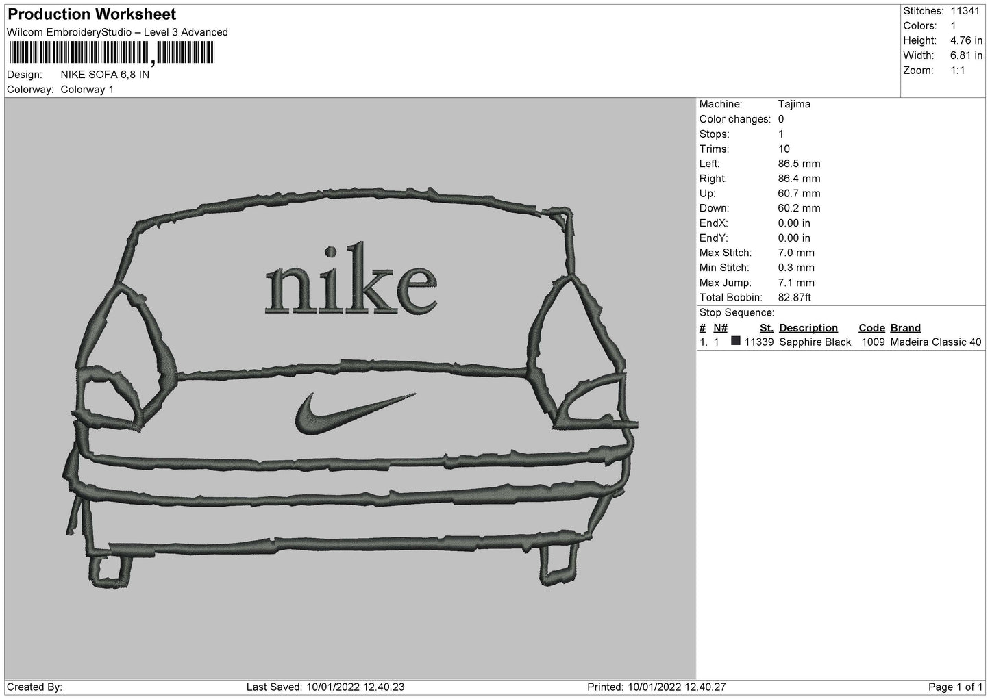 Nike Sofa Embroidery File 4 size