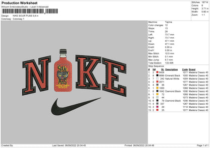 Nike Sour Puss Embroidery File 5 sizes