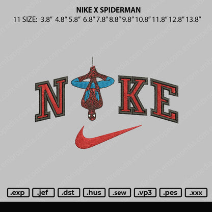 Nike Spiderman Embroidery File 11 size