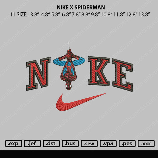 Nike Spiderman Embroidery File 11 size