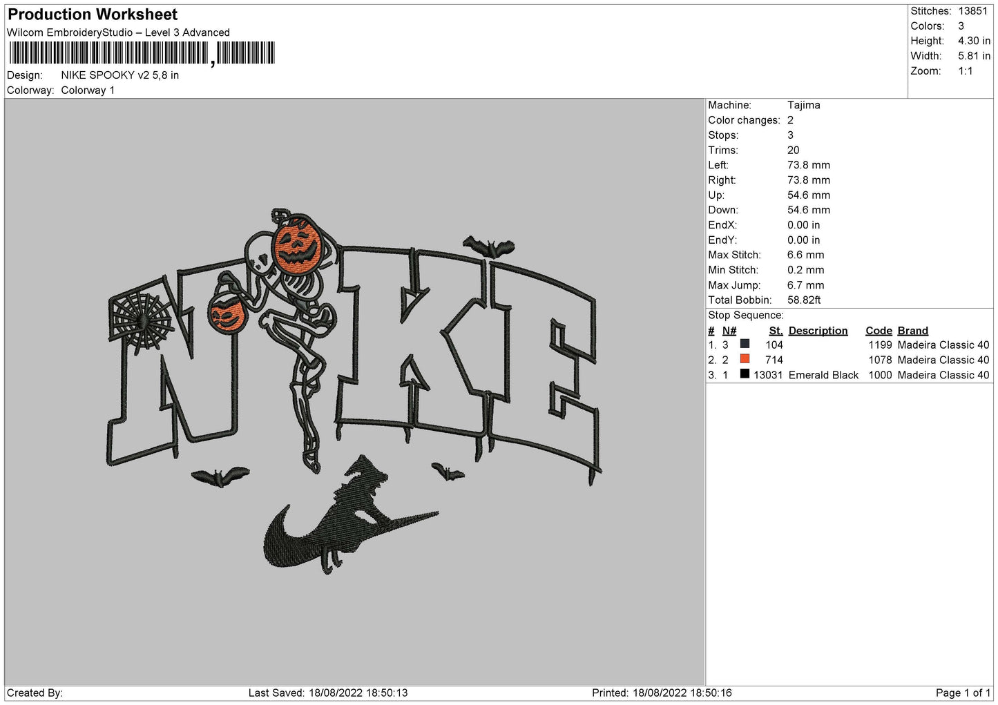 Nike Spooky V2 Embroidery File 5 sizes