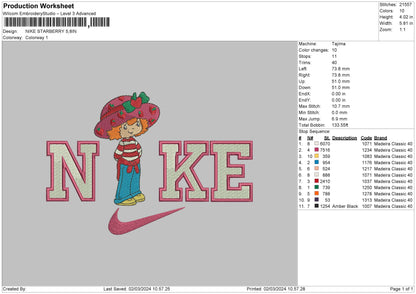 Nike Strawberry 0203 Embroidery File 6 sizes