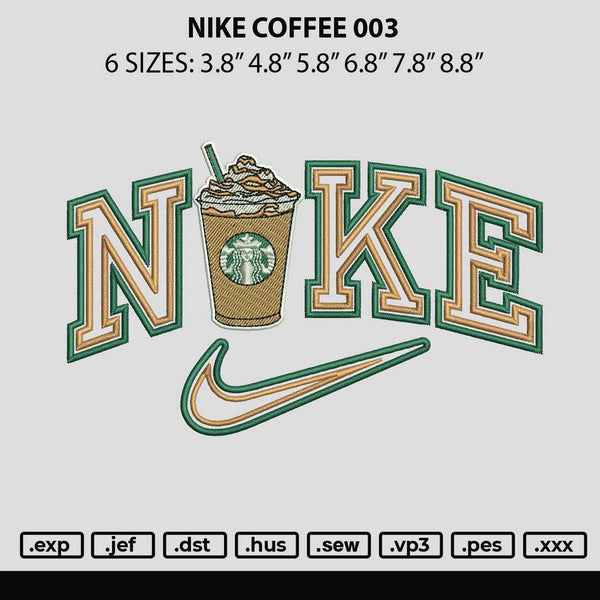 Nike Coffee 003 Embroidery File 6 sizes