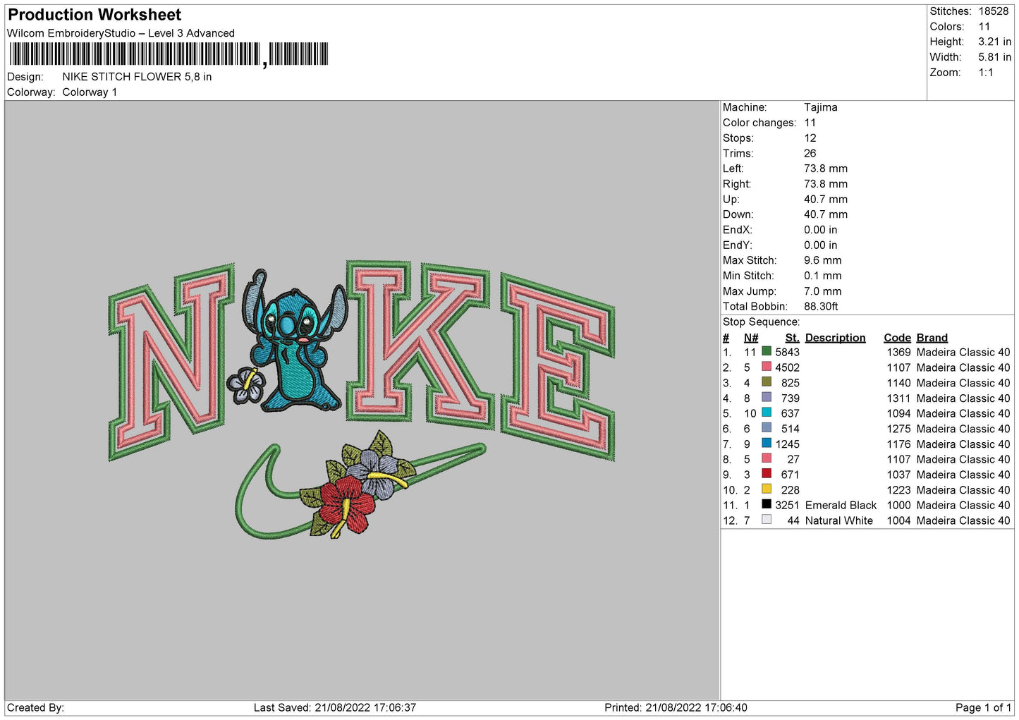 Nike Stitch Flower Embroidery File 5 sizes