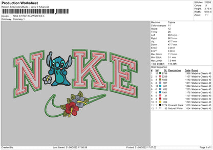 Nike Stitch Flower Embroidery File 5 sizes