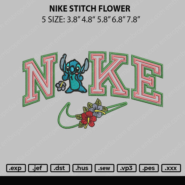 Nike Stitch Flower Embroidery File 5 sizes