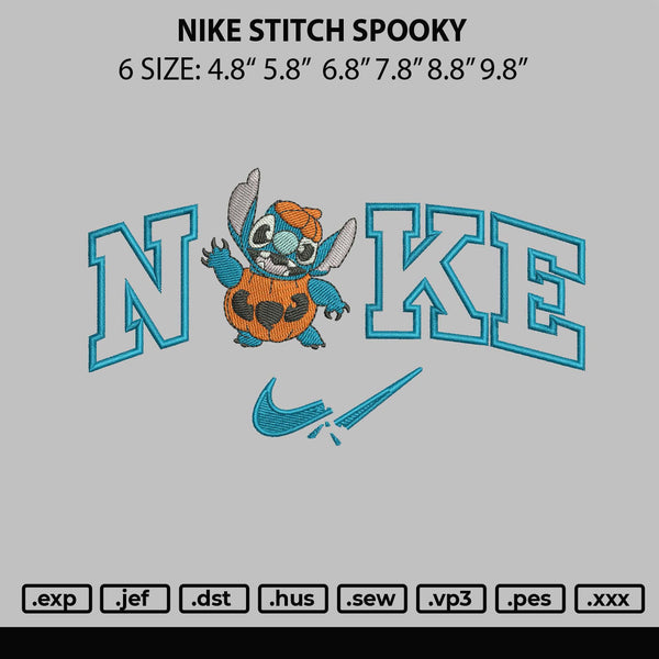 Nike Stitch Spooky Embroidery File 6 sizes