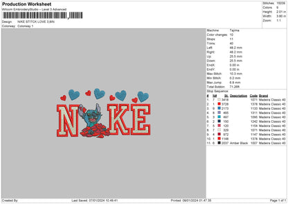 Nike Stitch Love 02 Embroidery File 6 sizes