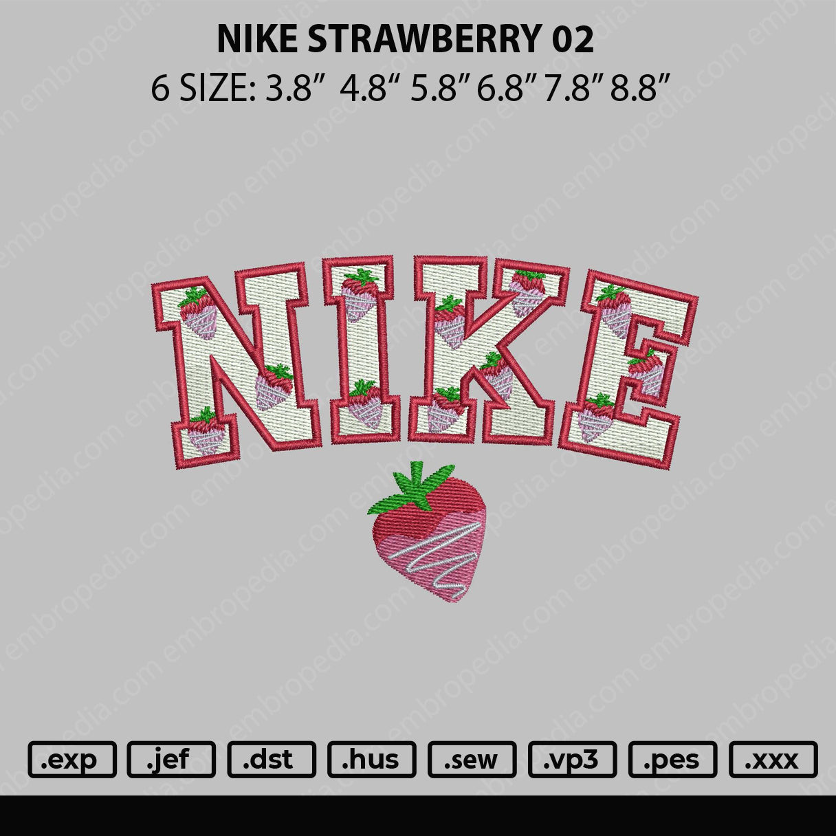 Nike Strawberry 02 Embroidery File 6 sizes