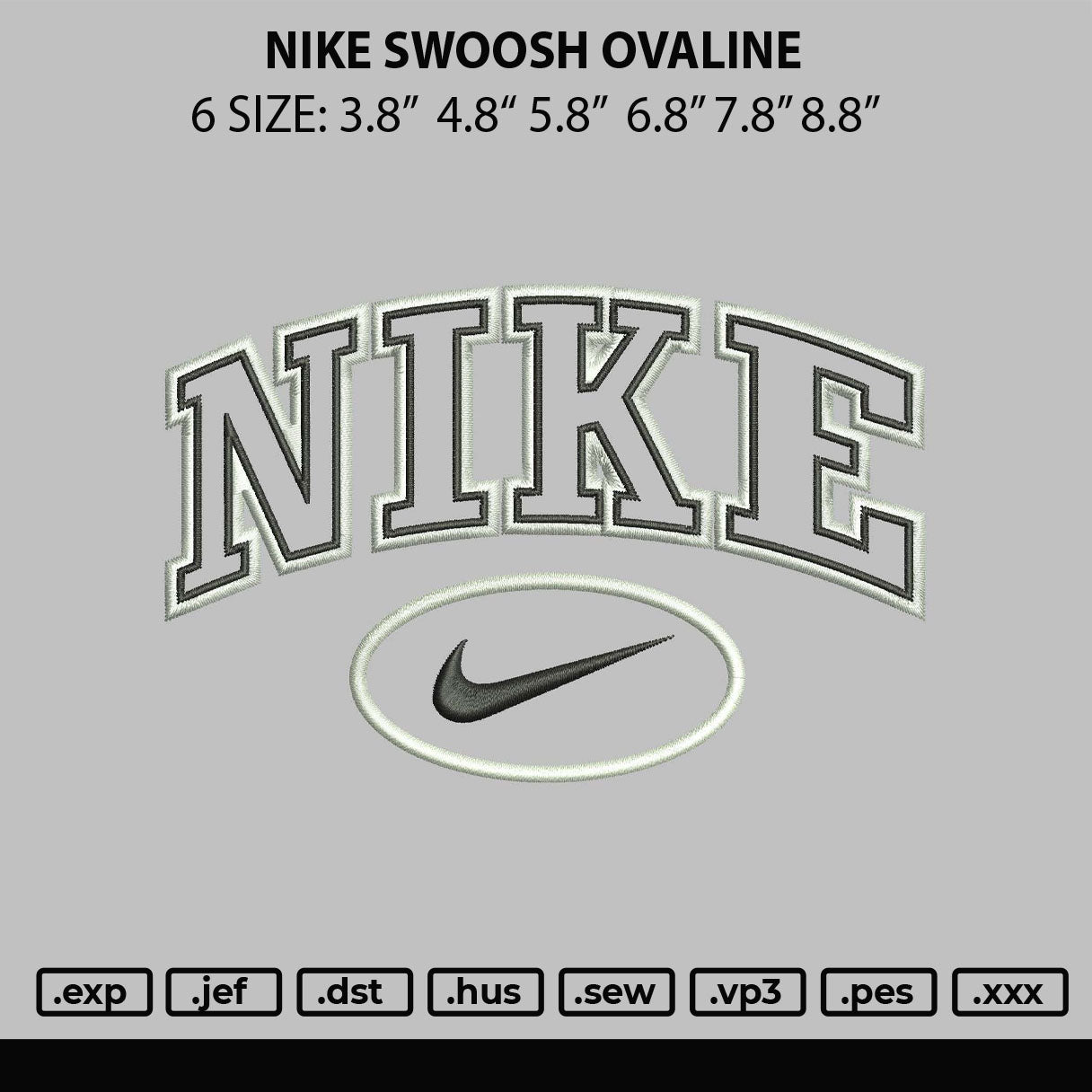 Nike Swoosh Ovaline Embroidery File 6 sizes