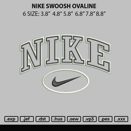 Nike Swoosh Ovaline Embroidery File 6 sizes