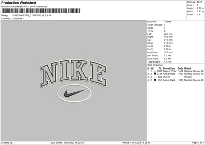 Nike Swoosh Ovaline Embroidery File 6 sizes