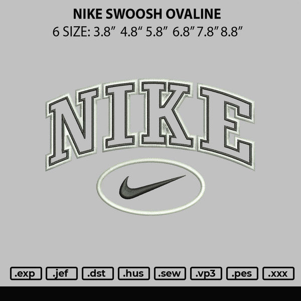 Nike Swoosh Ovaline Embroidery File 6 sizes