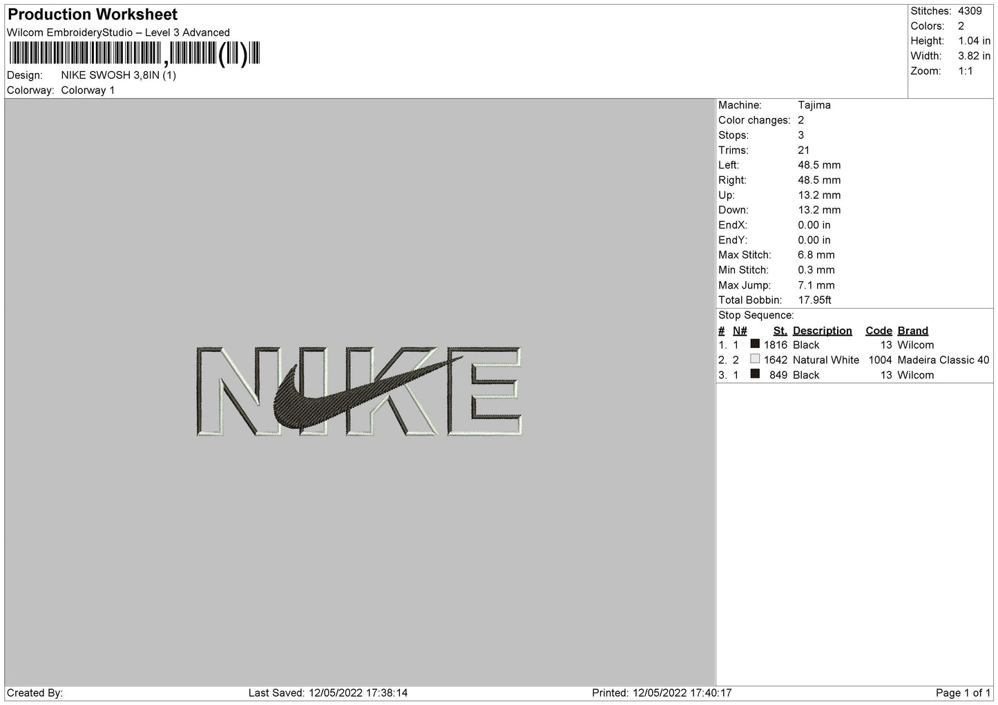 Nike Swoosh V008 Embroidery File 4 size