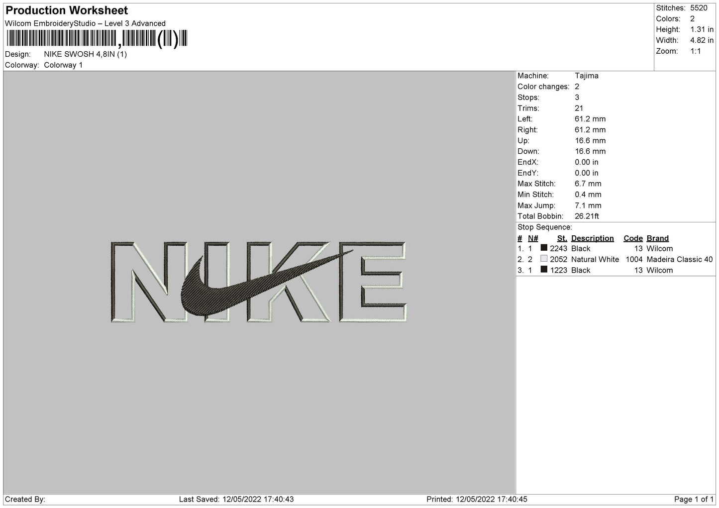Nike Swoosh V008 Embroidery File 4 size