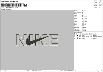 Nike Swoosh V008 Embroidery File 4 size