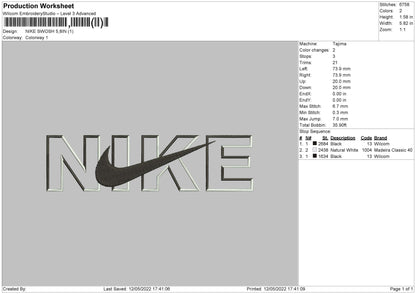 Nike Swoosh V008 Embroidery File 4 size