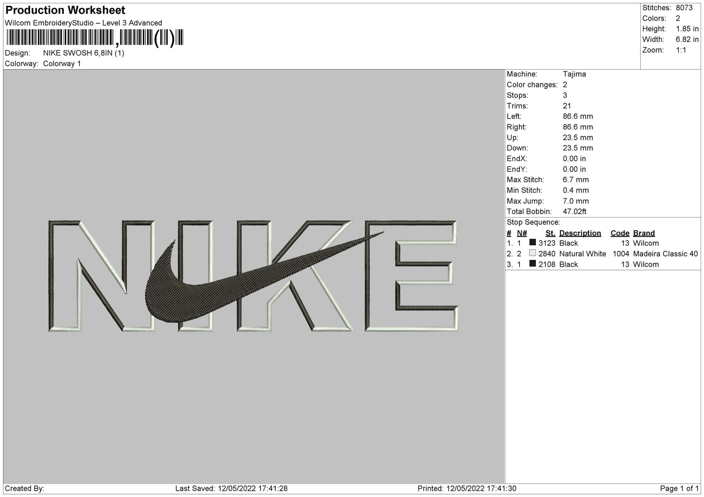 Nike Swoosh V008 Embroidery File 4 size