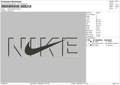 Nike Swoosh V008 Embroidery File 4 size