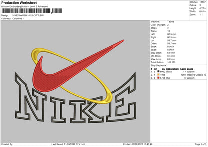 Nike Swoosh Hollow Embroidery File 5 sizes