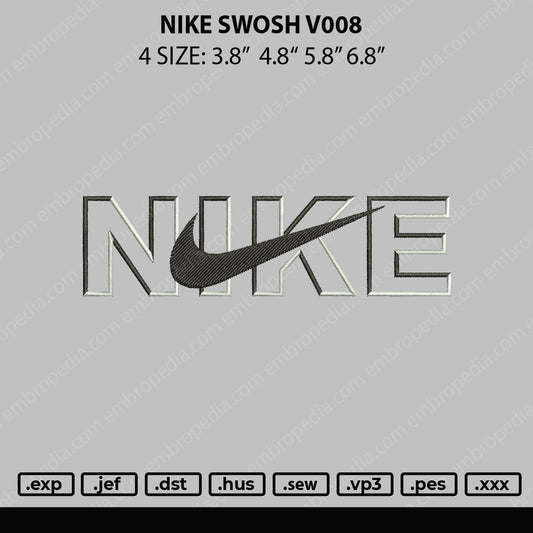 Nike Swoosh V008 Embroidery File 4 size