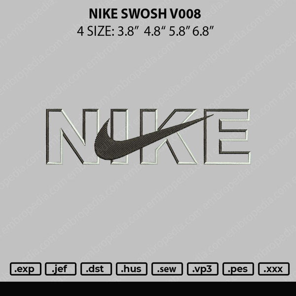 Nike Swoosh V008 Embroidery File 4 size