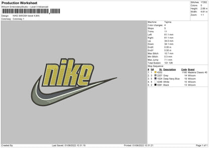 Nike Swoosh Bevel Embroidery File 6 sizes