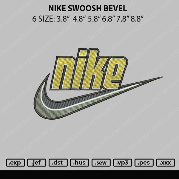 Nike Swoosh Bevel Embroidery File 6 sizes