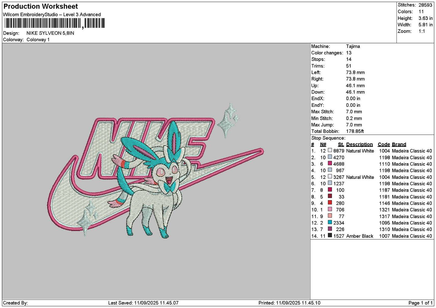 Nike Sylveon Embroidery File 6 sizes