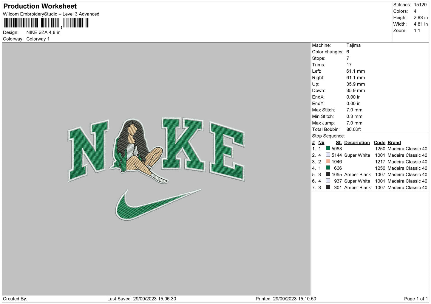 Nike Sza Embroidery File 6 sizes