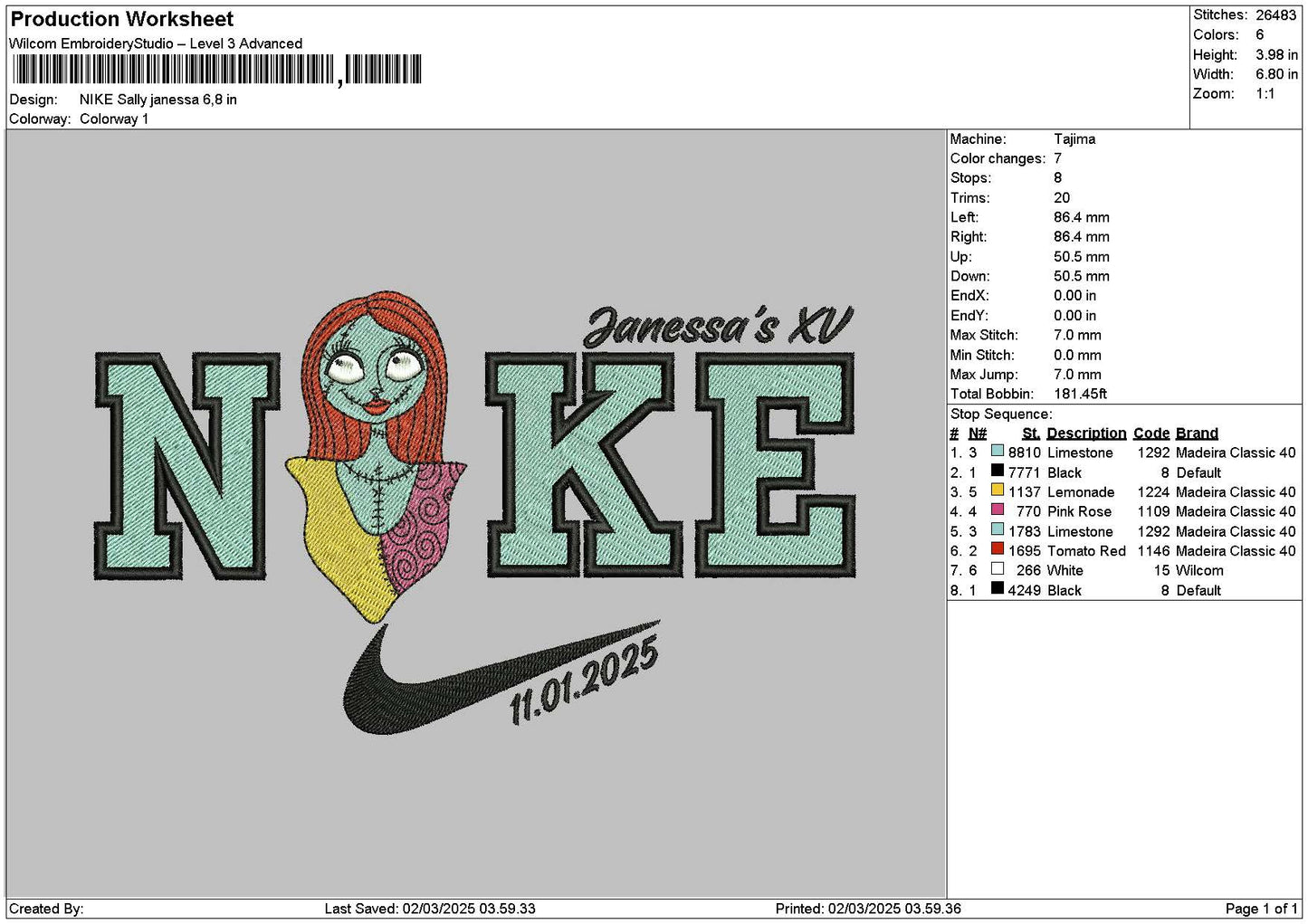 Nike Jenessa Embroidery File 6 sizes