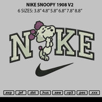 Nike Snoopy 1908 V2 Embroidery File 6 sizes