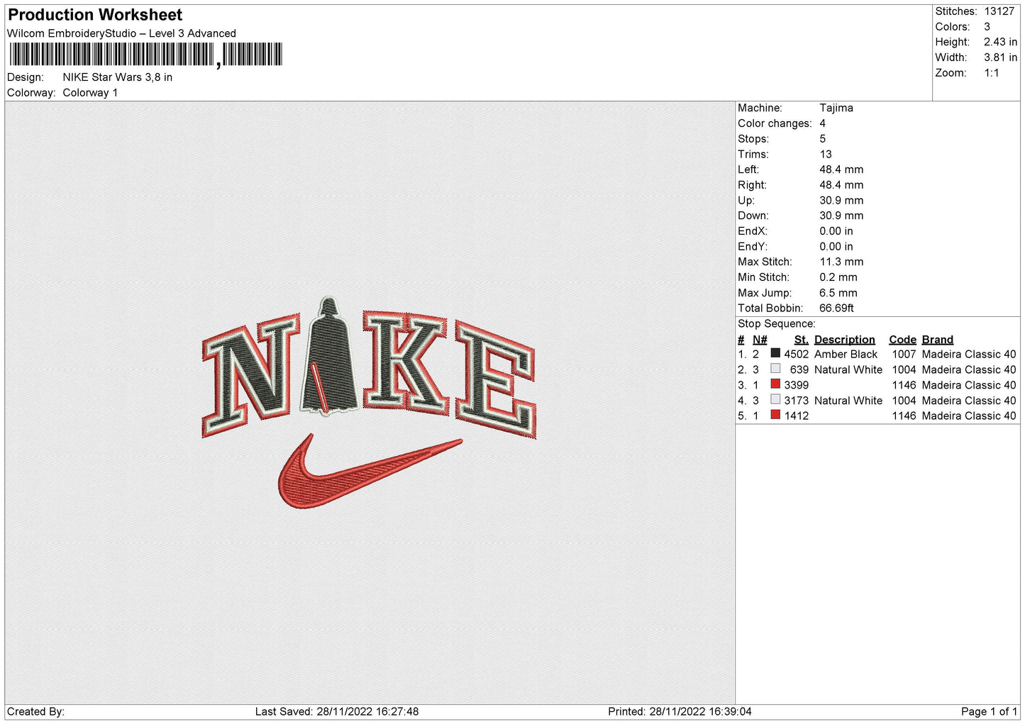 Nike Star W Embroidery File 6 sizes