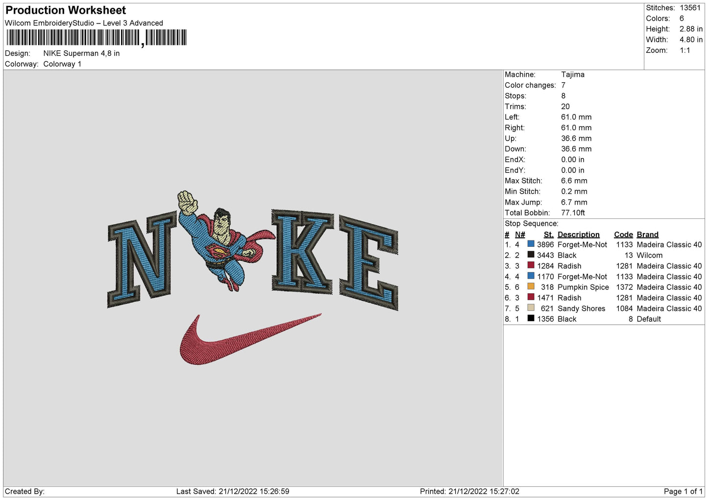 Nike Superman Embroidery File 6 sizes