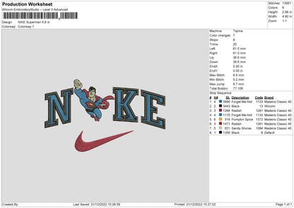 Nike Superman Embroidery File 6 sizes
