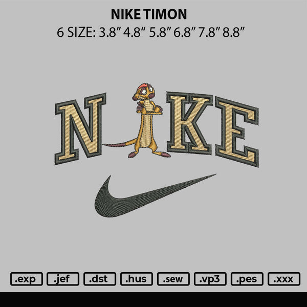 Nike Timon Embroidery File 6 sizes