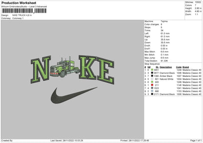 Nike Truck Embroidery File 6 sizes