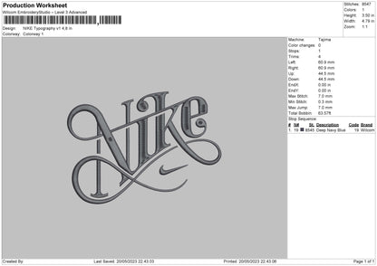 Nike Typography Embroidery File 6 sizes