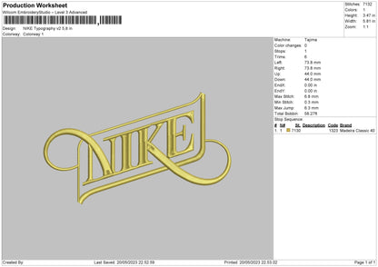 Nike Typography V2 Embroidery File 6 sizes