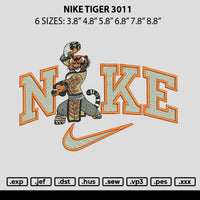 Nike Tiger 3011 Embroidery File 6 sizes