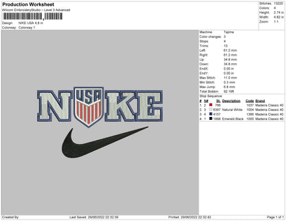 Nike Usa Embroidery File 4 sizes