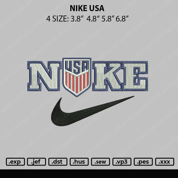 Nike Usa Embroidery File 4 sizes